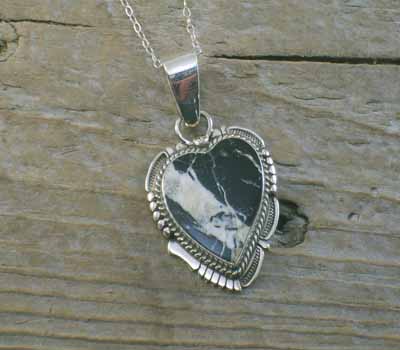 White Buffalo Heart Pendant and  Chain